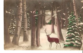 Latvian PSR Merry Christmas Happy New Year Winter Deer Painting Deer Postcard... - £11.57 GBP