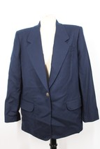 Vtg 90s Talbots 10P Navy Blue Worsted Wool One-Button Blazer Suit Jacket USA - £29.37 GBP