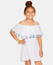 Summer Crush Big Girls Tassel Trim Crinkle Cover Up Dress Color White Si... - $60.77