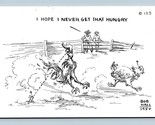 Artist Signed Bob Hall Cowboys Watch Chickens Never Get that Hungry Post... - $2.92