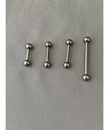 PAIR(2) 14G Surgical Steel Barbell Tongue Ring &amp; Nipple Ring with 4mm Ba... - £4.32 GBP