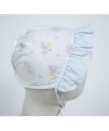 VINTAGE INFANT BONNET HAT BLUE  WHITE FLOWER OPEN BACK BABY DOLL REBORN - $15.04