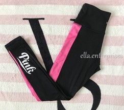 Victoria&#39;s Secret Pink Black Neon Hot Pink Ultimate High Waist Strappy Legging S - £51.83 GBP