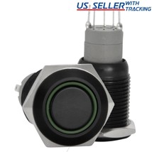 16Mm 12V Led Momentary Push Button Black Metal Power Switch, Green - $21.99