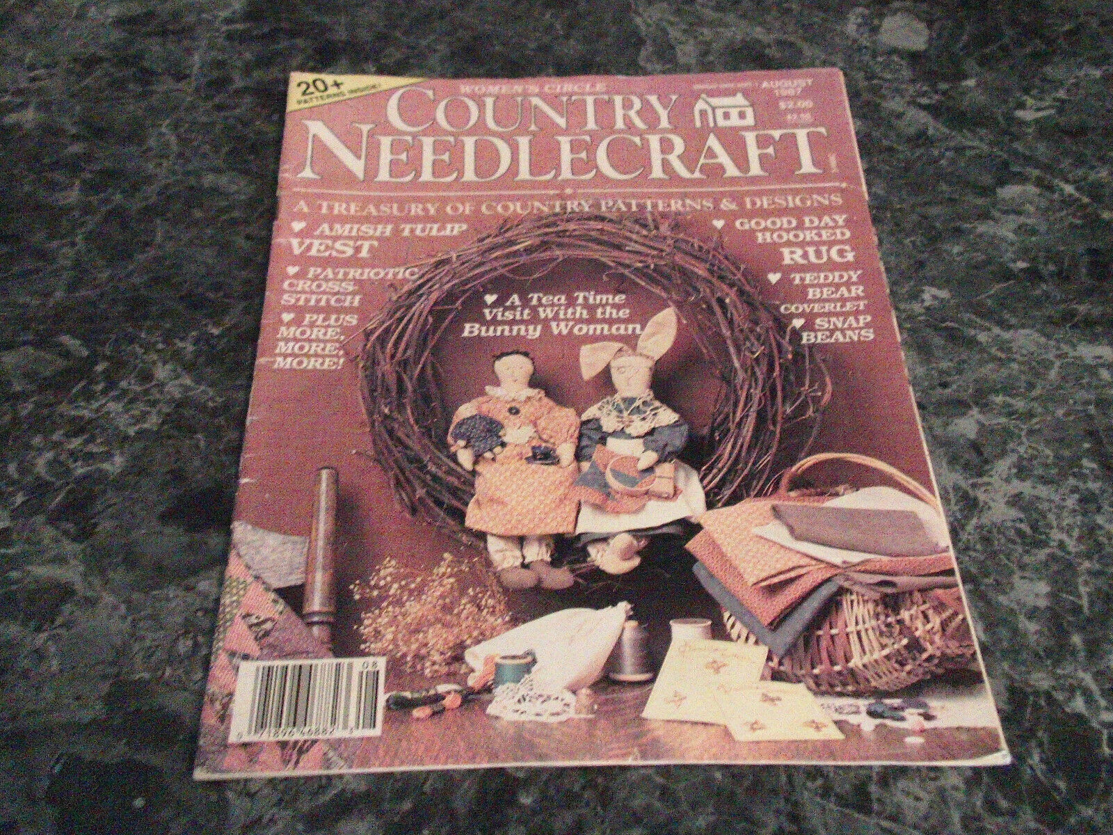 Country Needlecraft Magazine August 1987 Amish Tulip Vest - $2.99