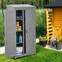 Outdoor Storage Cabinet and Metal Top,Garden Storage Shed - £207.99 GBP