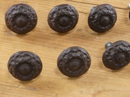 6 Ornate Drawer Knobs Pulls Handles Rustic Cast Iron Kitchen Cabinet Flower - £13.58 GBP