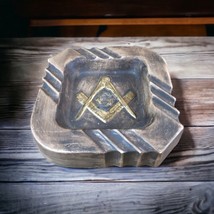 Vintage Ceramic Masonic Cigar Cigarette Ashtray Handmade 70s Freemason S... - $364.03 MXN