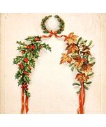 1920s Greeting Card Postcard Happy New Year Holiday Holly Wreath Ephemer... - $367.78 MXN