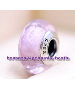 925 Sterling Silver Handmade Glass Bead Pink Shimmer Faceted Murano Glas... - £3.65 GBP