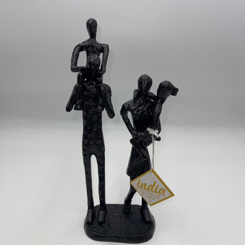 Primary image for Contemporary Metal Bronze Sculpture Parents Carrying Children Indoor Decor