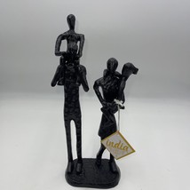 Contemporary Metal Bronze Sculpture Parents Carrying Children Indoor Decor - $49.45