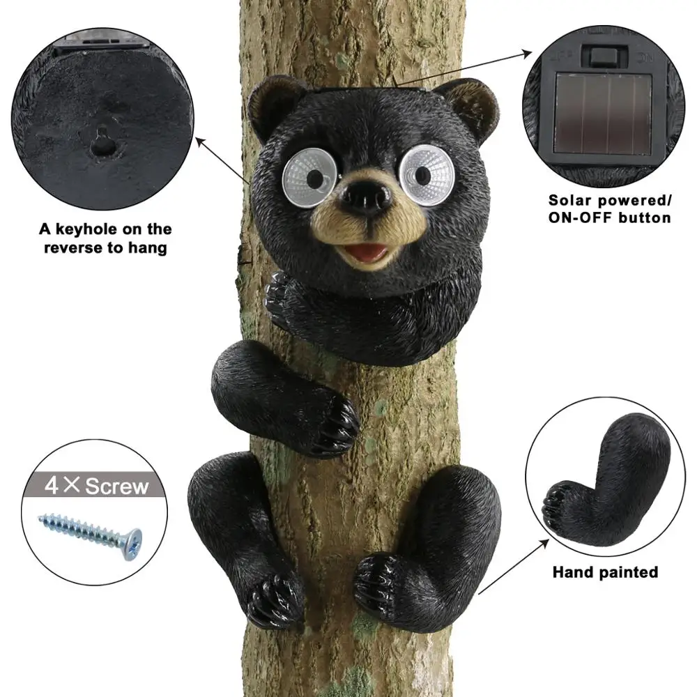 Ecoration outdoor animal figurines bear decor solar light crafts home tuin tree hanging thumb200