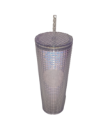 STARBUCKS Silver Platinum Studded Cold Cup Tumbler BLING HOLIDAY 24 oz - $15.53