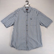 Wolverine Blue Plaid Cotton Button Down Shirt Men&#39;s L Tall Short Slv Gor... - $22.00