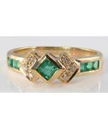 2.20CT Princess Cut Emerald &amp; Diamond Engagement Ring 14K Yellow Gold Fi... - £72.92 GBP