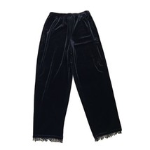 Notations Classy Pull On Velveteen Cropped Pants ~ Black ~ Sz M ~ Elastic Waist - £17.76 GBP