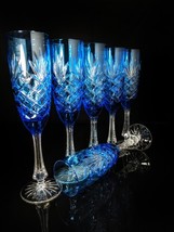 Faberge  Odessa Sky Blue  Colored Crystal Champagne Flutes  NIB image 10