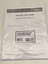 FOR PARTS - User Manual - Merwry 52&quot; Integrated LED Brushed Nickel Ceili... - $9.80