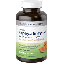 American Health Papaya Enzyme with Chlorophyll, After Meal, 600 Chewable... - $17.85