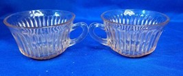 Pink depression Glass Lot Of 2 Tea Cups Coffee Ribbed - £10.24 GBP