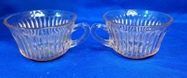 Pink depression Glass Lot Of 2 Tea Cups Coffee Ribbed - £9.79 GBP