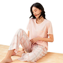 Sleep Wear 100% Soft Cotton Pink Plaid Pajama Set Lounge wear S M L - £28.03 GBP