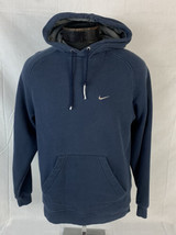 Vintage Nike Sweatshirt Embroidered Swoosh Hoodie Navy Blue Mens Medium 90s - £44.86 GBP