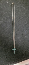 Teal &quot;Silver Tone&quot; Cross Biblical Religious Cute Christianity - $186.21 MXN
