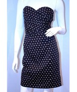 H&amp;M Bustier SLEEVELESS Dress BACK Slit POLKA Black TAN 6/36 FREE SHIPPING - $1,306.58 MXN