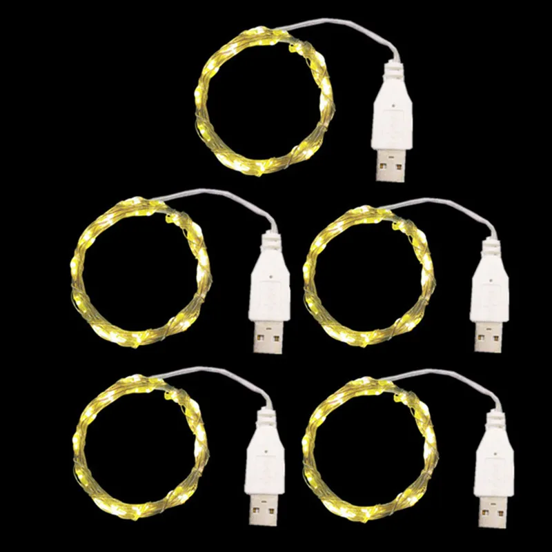 5Pcs USB Silver Filigree LED String Lights Christmas Decorations for Home Fairy  - £58.63 GBP