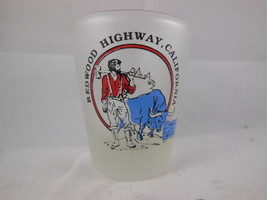 Vintage Redwood Highway California Trees of Mystery Frosted Souvenir Shot Glass - £4.87 GBP