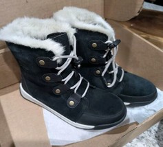 New  Woman&#39;s Sorel Whitney II Black Suede Lace-up Winter Boots SZ 6 WITH... - £55.68 GBP