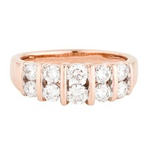 0.7CT Künstlicher Diamant 2-Row Hochzeitstag Ehering 14K Rose Gold Silber - £160.08 GBP