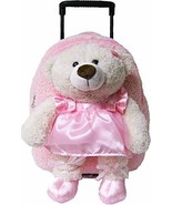 Kreative Kids Plush Pink Ballerina Rolling Trolley Backpack - £28.78 GBP