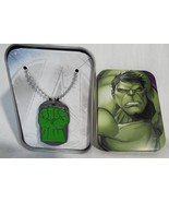 Hulk  Necklace Avengers Smash It Fist Logo Dog Tag in Decorative Tin - $21.49 CAD