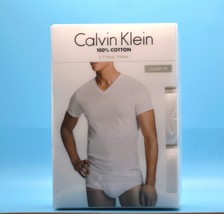 Calvin Klein  3 Pack White Basic Top V-Neck T-Shirt Cotton Underwear Siz... - $34.53