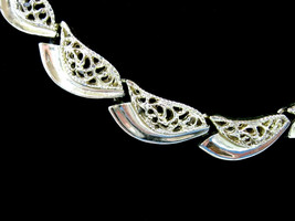LACY WAVES! Vintage NECKLACE Choker Goldtone LINKS 18&quot; Retro Glam! - $12.99