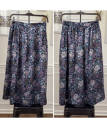 Vintage 90s Milanese Satin Tapestry Floral Print MIDI Skirt S - $305.17 MXN