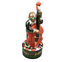 Enesco Parastone All That Jazz Double Bass Guitar Player Porcelain Hinge Box PHB - $20.24