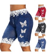 Shorts Women Lace Patchwork Butterfly Print Bodycon Shorts - $276.39 MXN+