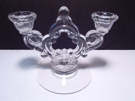 1 Cambridge Keyhole Double Candle Holder ~~ clear - £8.02 GBP