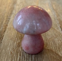 Italian MCM Mushroom Rose Pink Alabaster Marble Stone Paperweight Vintage 60&#39;s - £85.77 GBP