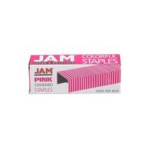 JAM Paper Colorful Staples 1/4&quot; Leg Length Pink 5000/Box (335PIZ) - $26.99