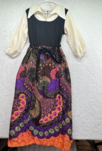 Vintage 70s Penneys Loungewear Quilted Skirt Maxi Dress Collared House Dress - £46.51 GBP