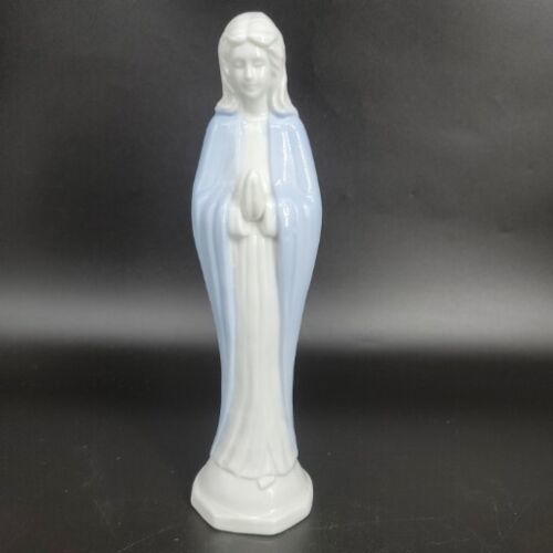Vintage Lefton Praying Madonna Figurine 9" White Blue Fine Porcelain Taiwan  - £11.28 GBP