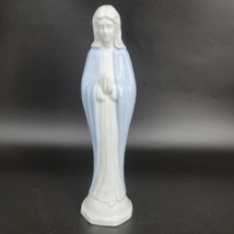 Vintage Lefton Praying Madonna Figurine 9&quot; White Blue Fine Porcelain Tai... - $14.07