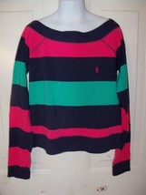 Ralph Lauren Multi Colored Striped Boat Neck Long Sleeve Top Size L Girl&#39;s Euc - £13.77 GBP