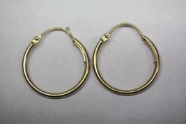 Fine 14K Yellow Italy Gold Small Thin Hoop Earrings 19mm - $88.83