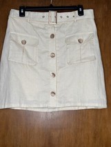 Linen Mini Skirt We Are Kindred Marly Size 8 Button Front 2 Pockets Belt... - £78.62 GBP
